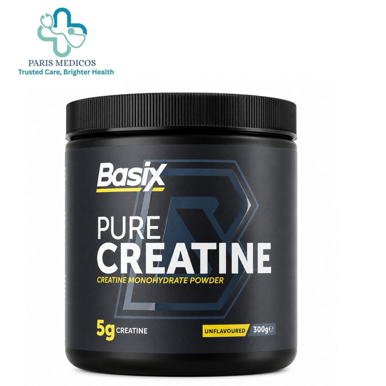 Basix Pure Creatine Monohydrate Powder (300g, Unflavoured)