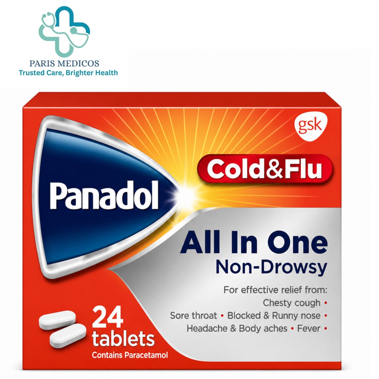 Panadol Cold & Flu All In One Non-Drowsy (24 Tablets)
