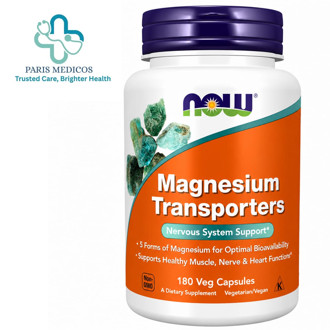 NOW Magnesium Transporters (180 Veg Capsules)