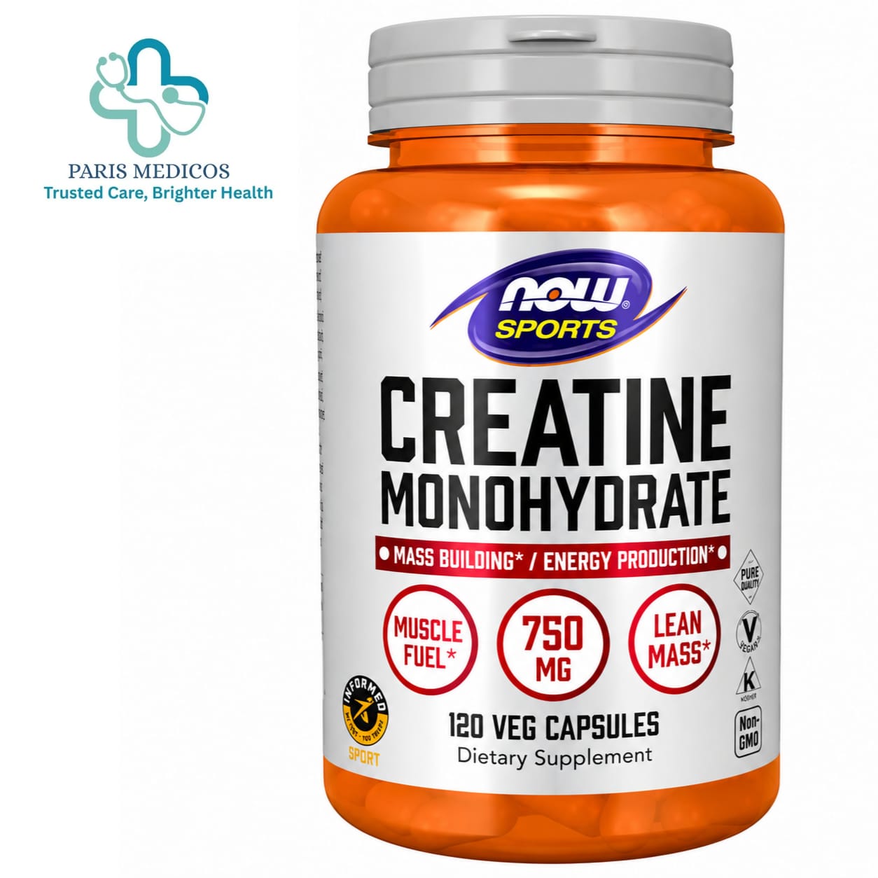 NOW Foods Sports Creatine Monohydrate 750mg (120 Capsules)