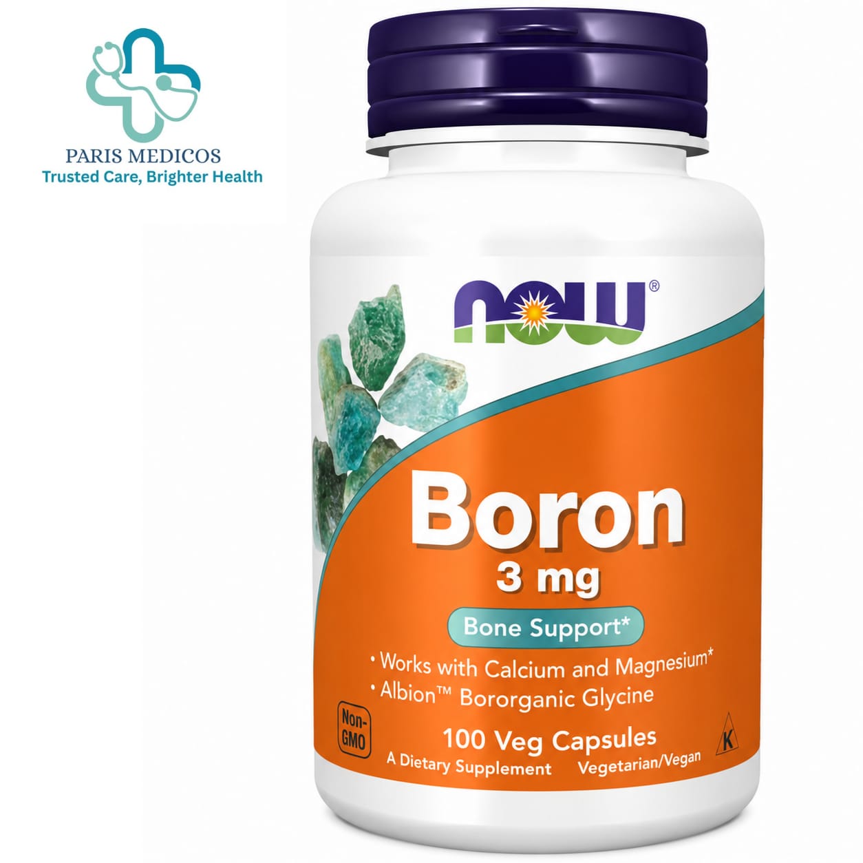 NOW Boron 3 mg – 100 Veg Capsules