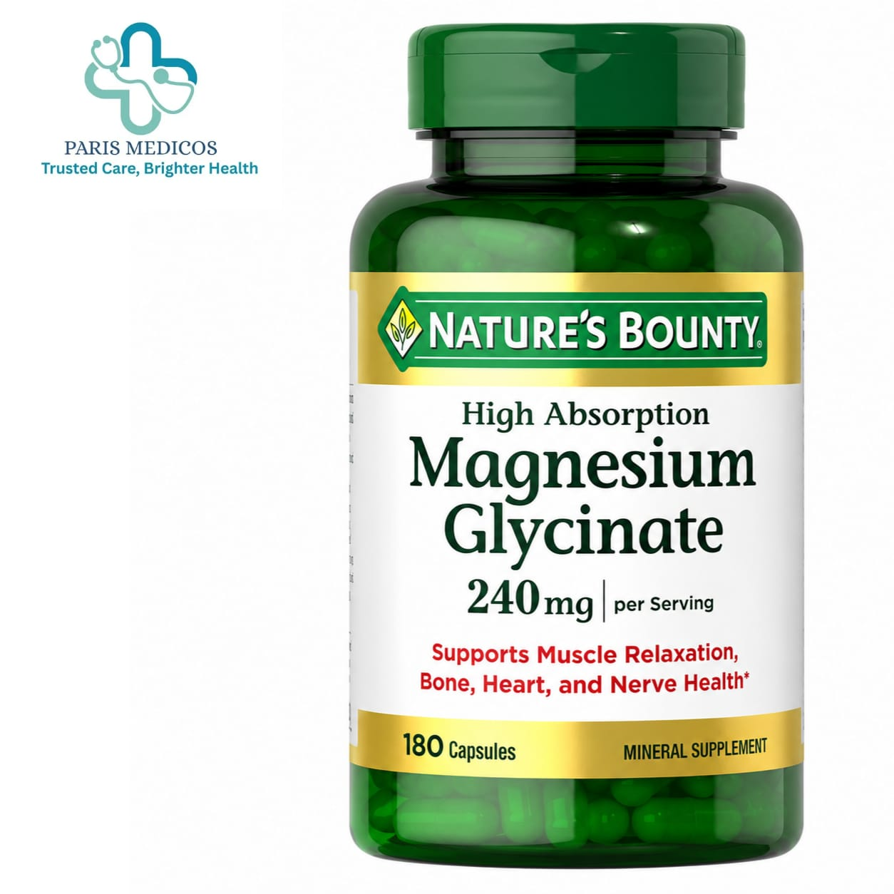 Nature's Bounty Magnesium Glycinate 240mg (180 Capsules)