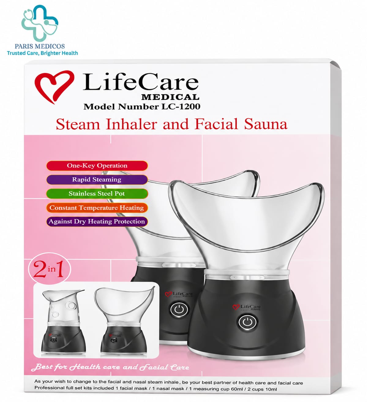 LifeCare Medical Steam Inhaler & Facial Sauna (Model LC-1200)