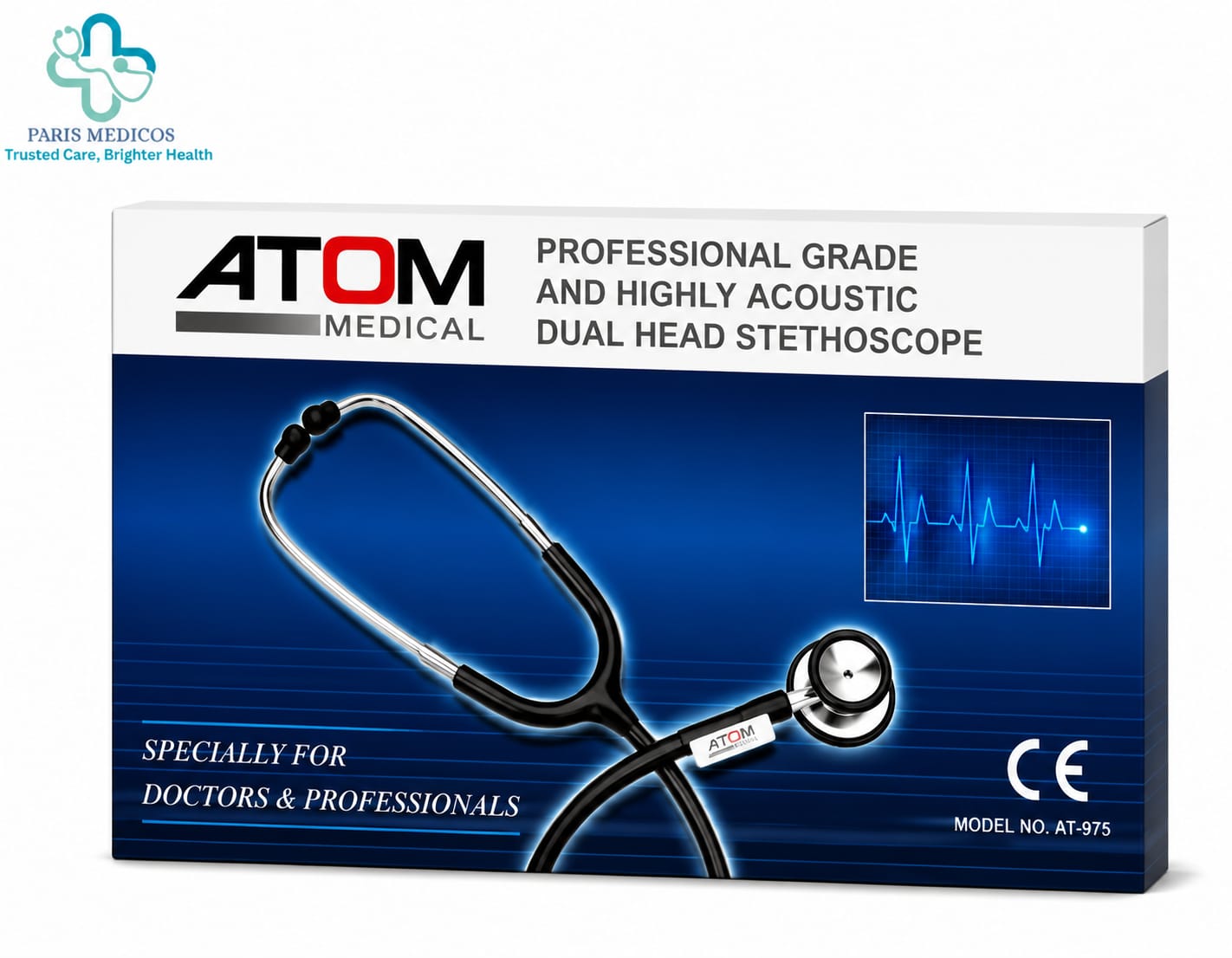 ATOM Medical Professional Grade Dual Head Stethoscope (Model AT-975)