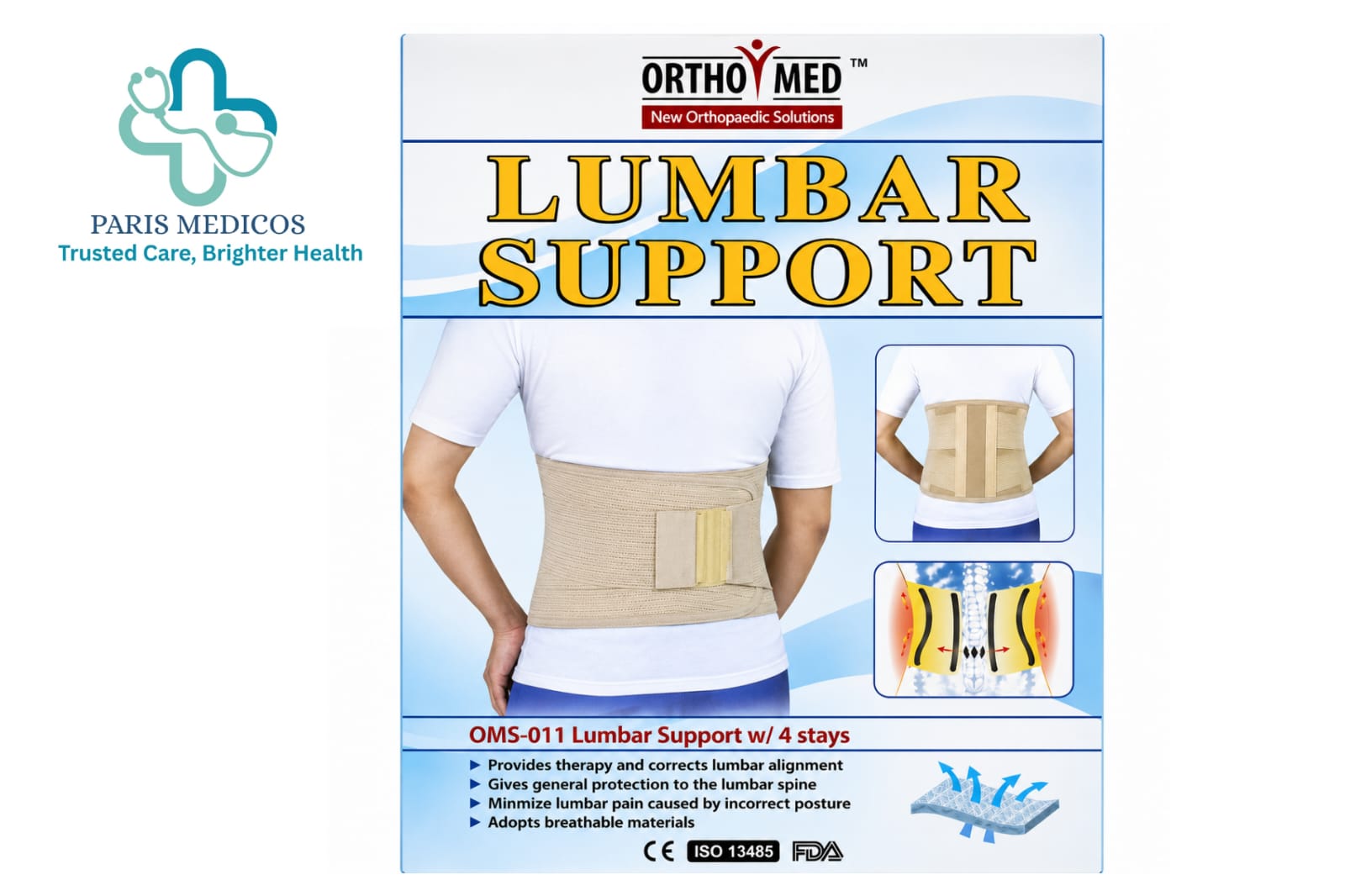 OrthoMed Lumbar Support with 4 Stays