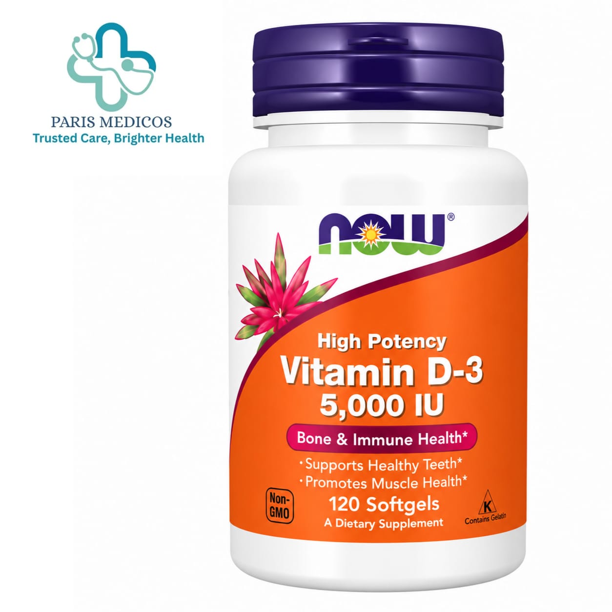 NOW High Potency Vitamin D-3 5,000 IU – 120 Softgels
