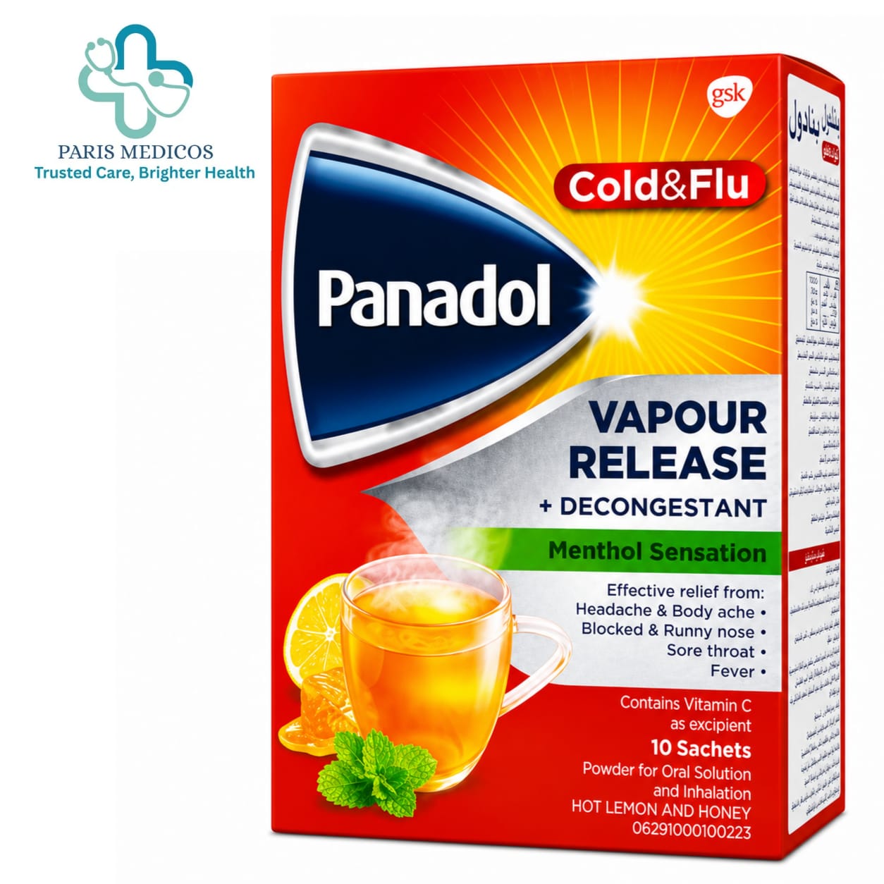 Panadol Cold & Flu Vapour Release + Decongestant Sachets (10 Sachets)