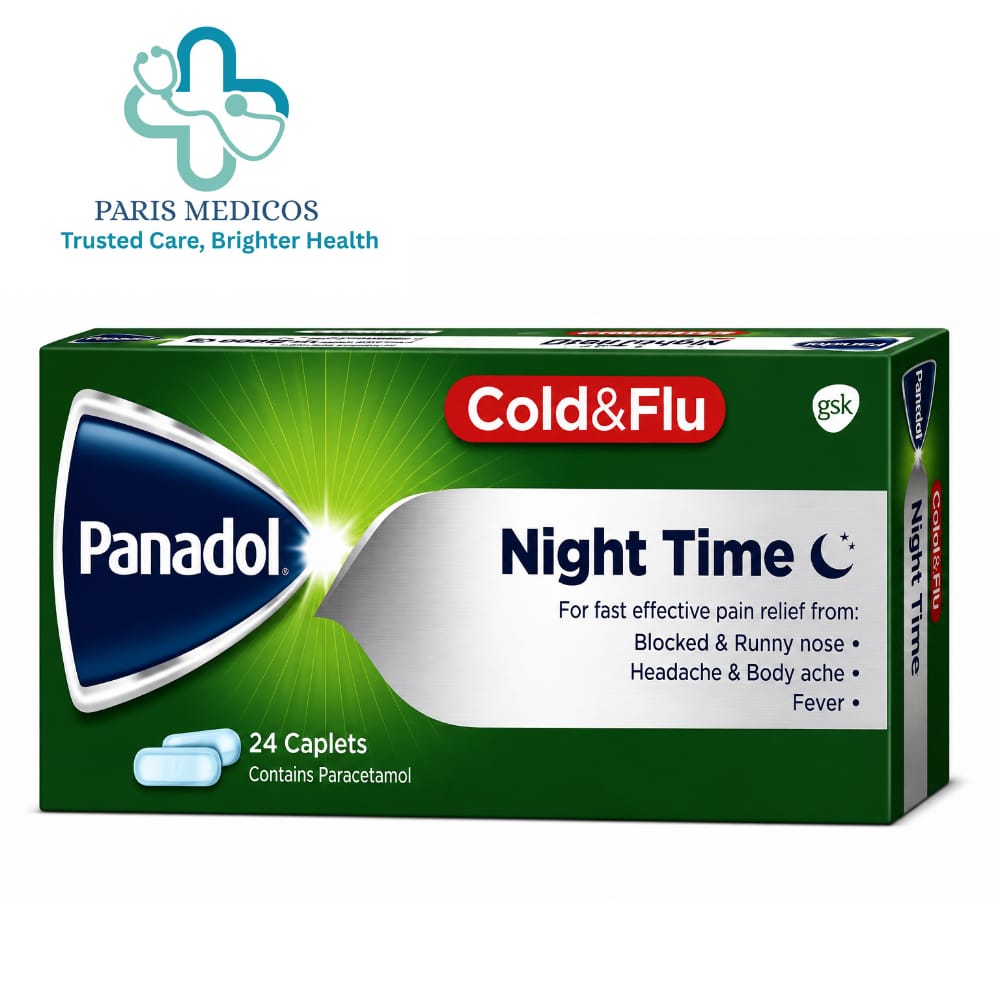 Panadol Cold & Flu Night Time Caplets (24 Caplets)